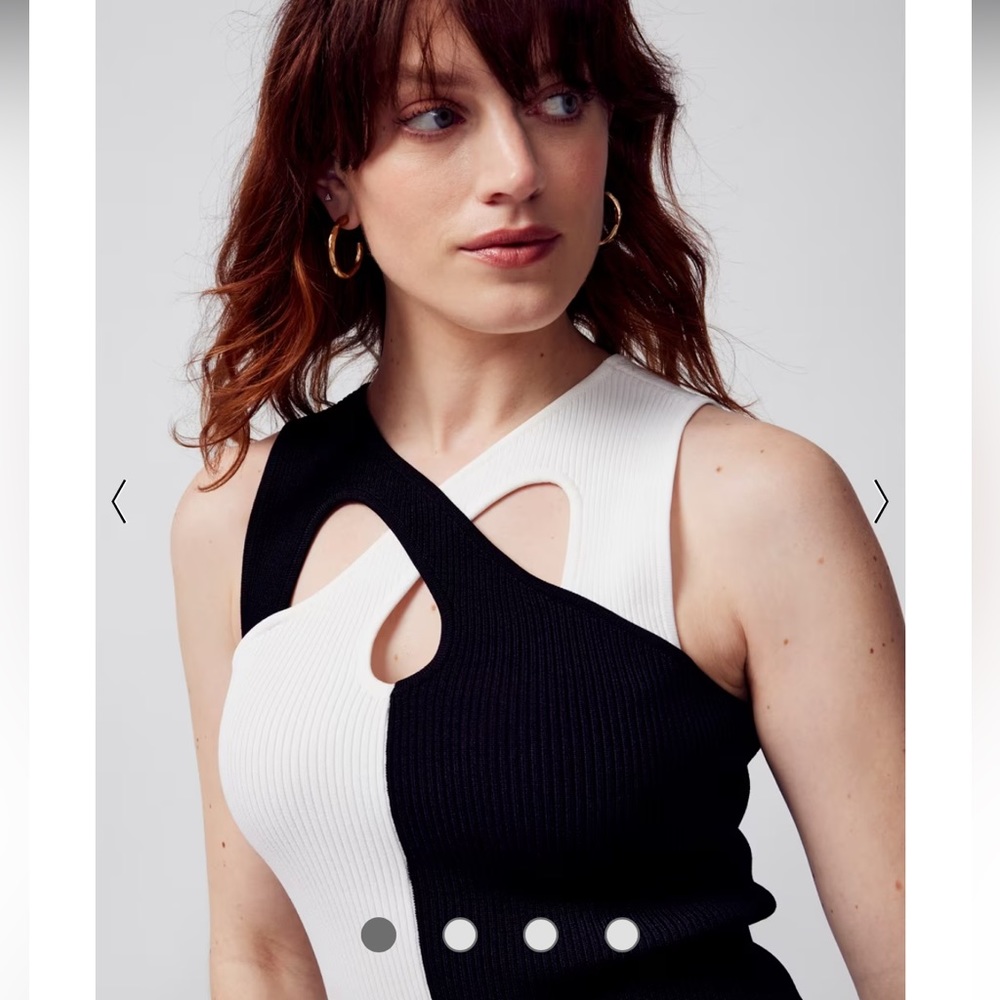 White House Black Market Black + White Cutout Sweater Tank size S